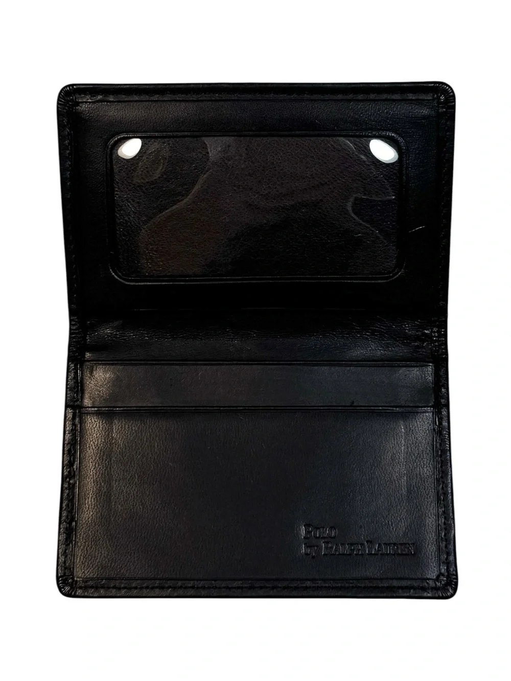 Vintage Polo by Ralph Lauren Blue w/ Ponies & Black Leather Card Case Wallet S